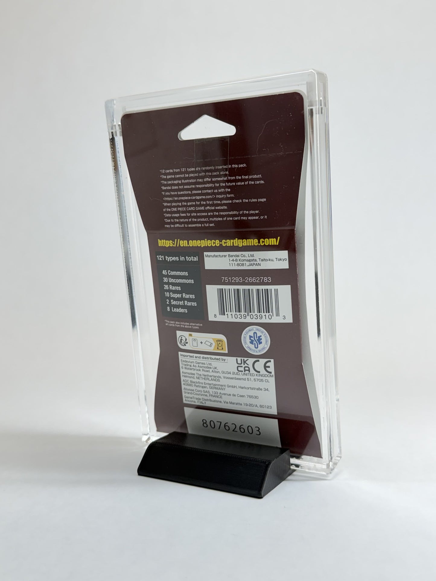 One Piece TCG Sleeved Booster Pack Acrylic Display Case | Fits All Standard One Piece Sleeved Packs | Display Stand Included