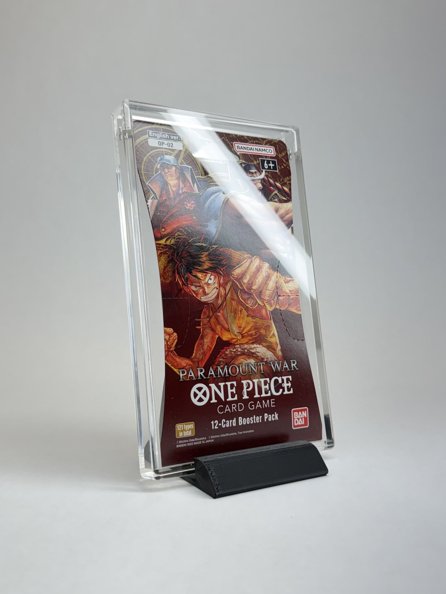 One Piece TCG Sleeved Booster Pack Acrylic Display Case | Fits All Standard One Piece Sleeved Packs | Display Stand Included