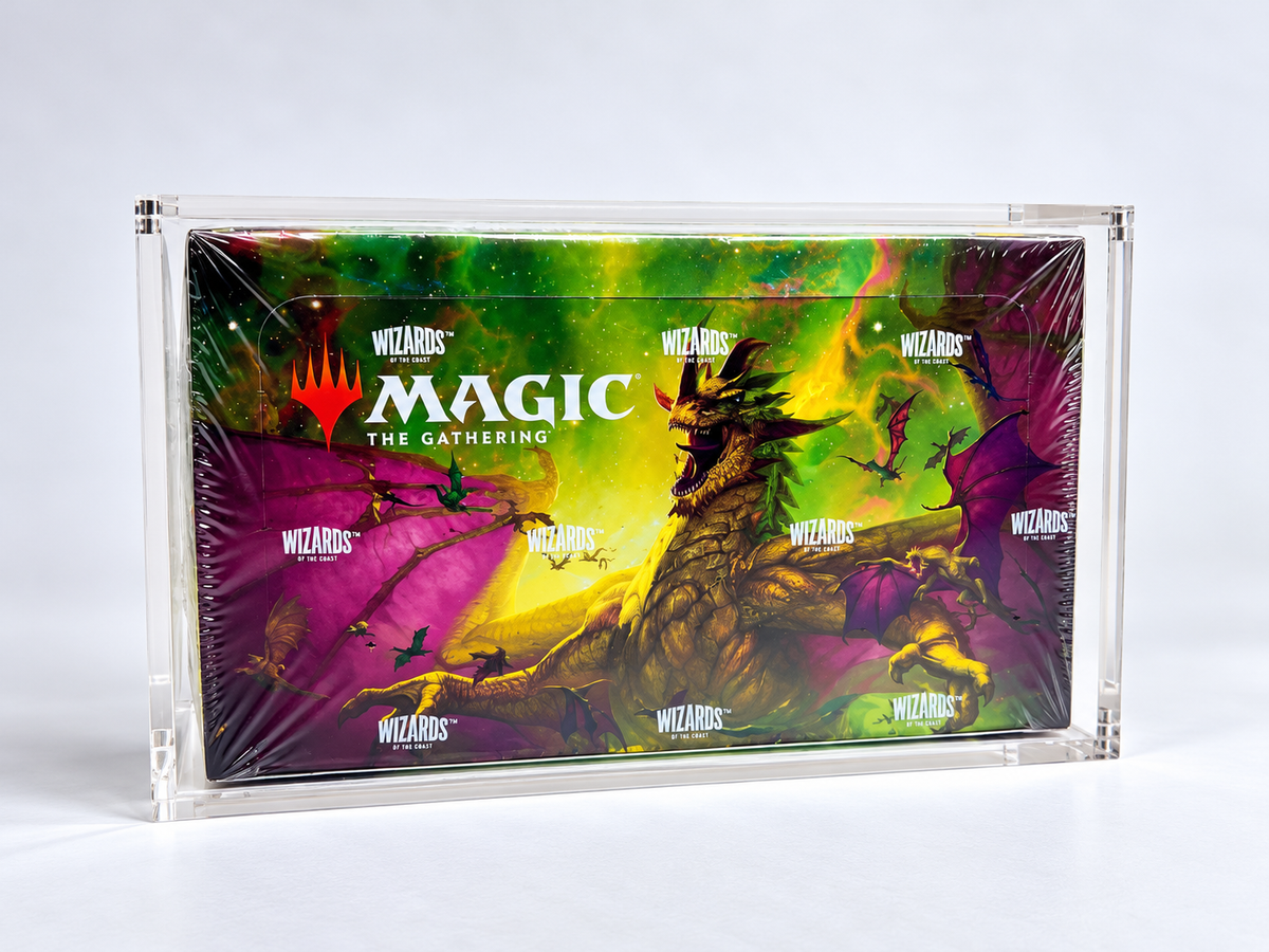 Acrylic Display Case FOR MTG Draft Booster Box | 24 Pack Magic The Gathering Draft Booster | Commander Masters | 4-Magnet Lid | UV