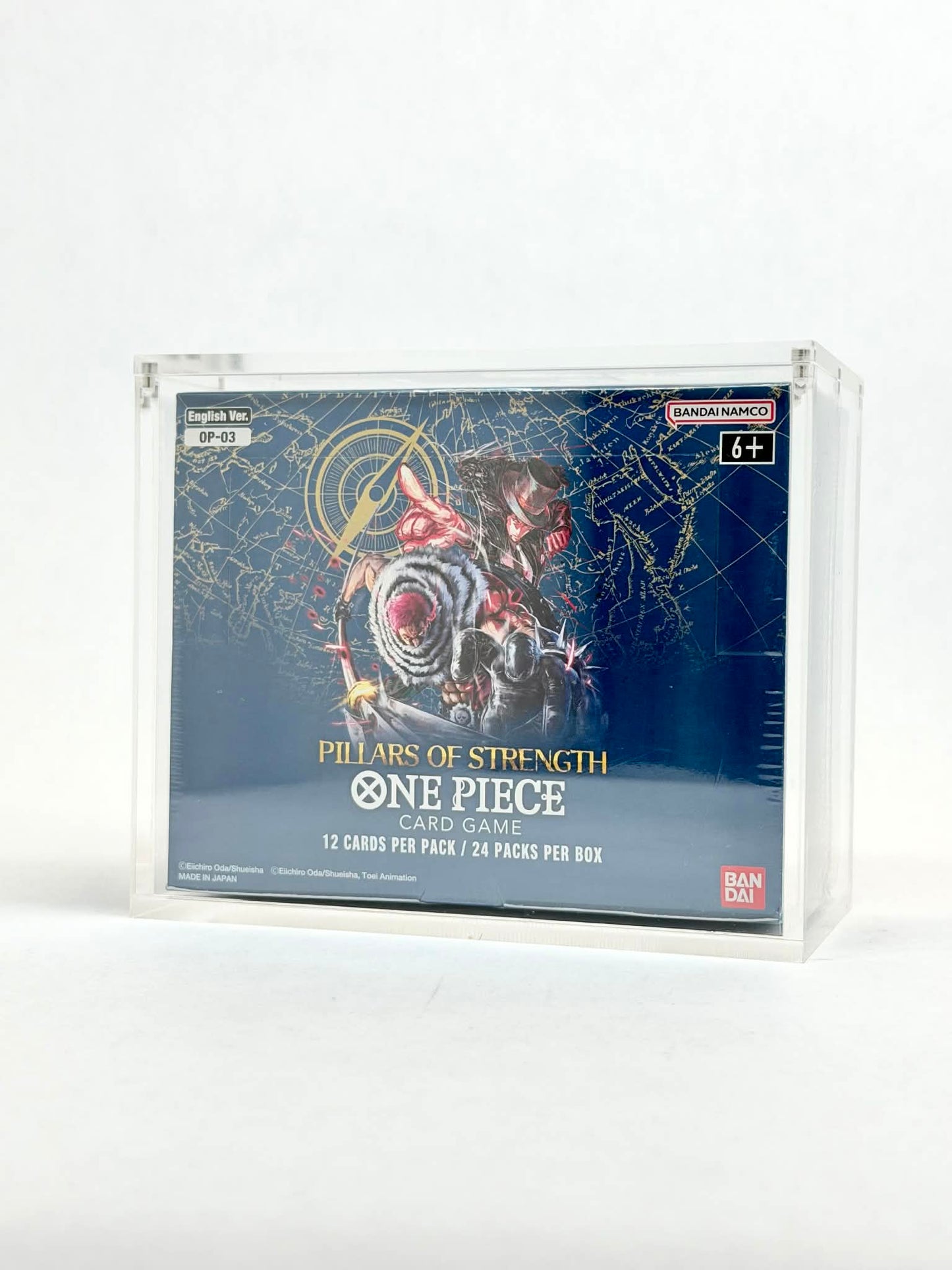 One Piece OP03 Booster Box Acrylic Display Case UV Protection Magnetic Lid