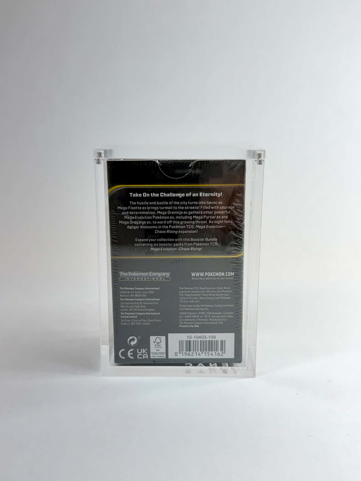 Acrylic Display Case FOR Pokémon Mega Evolution Booster Bundle | Tall Size | Ascended Heroes Perfect Order Chaos Rising | 6-Magnet Lid