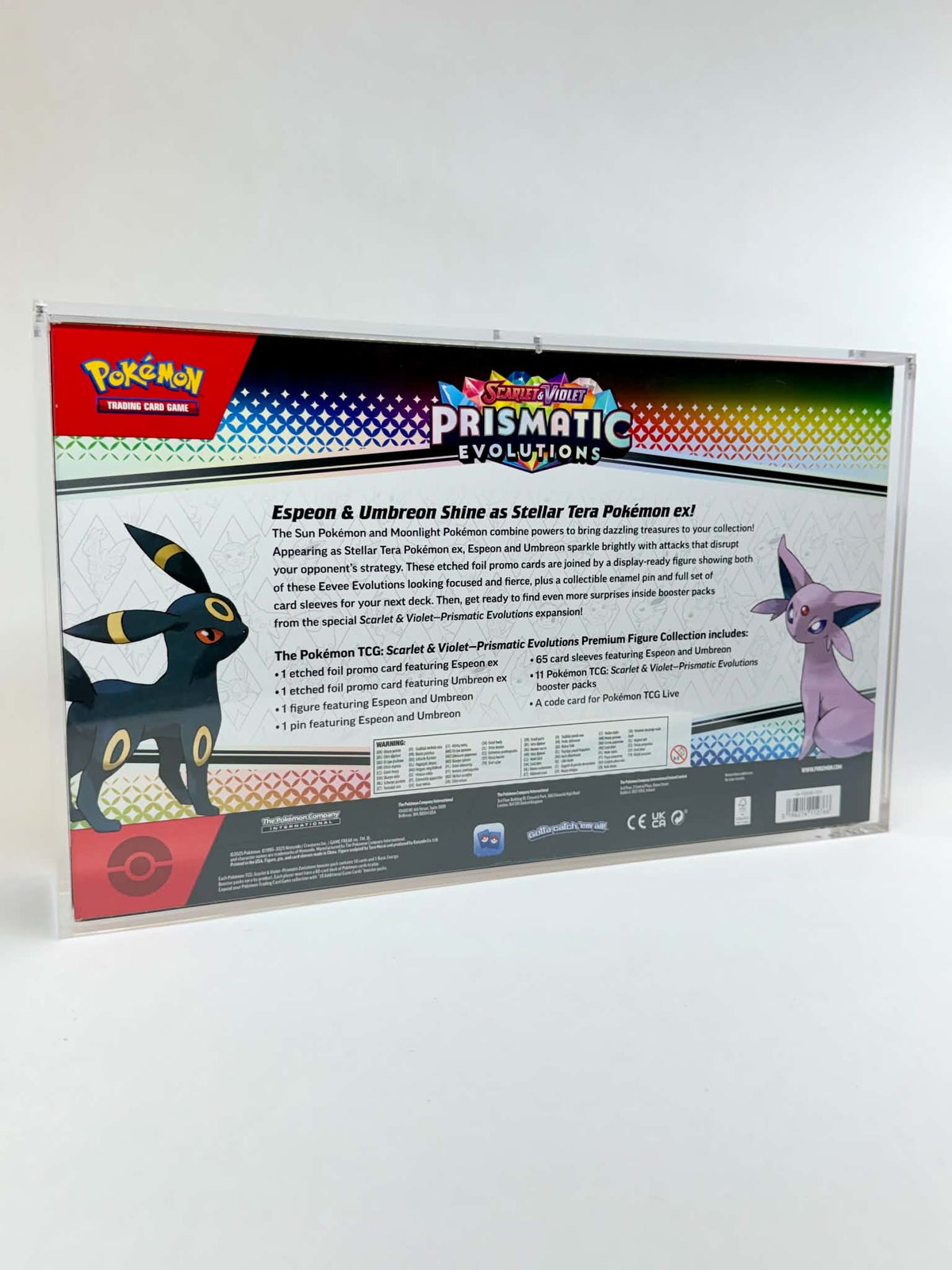 Acrylic Display Case FOR Pokémon Prismatic Evolutions Premium Figure Collection | Espeon Umbreon | 6-Magnet Lid | Sealed Protector