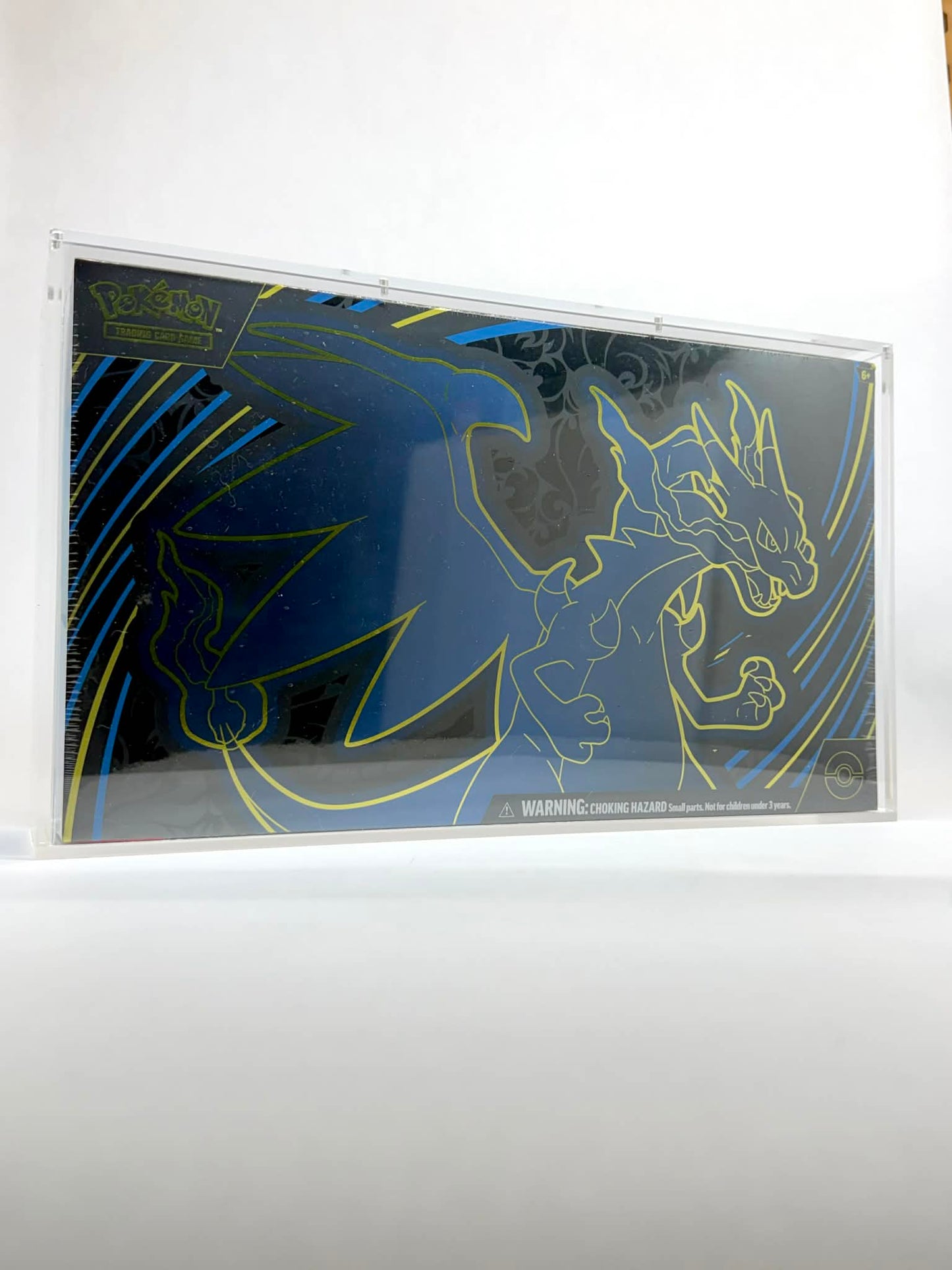 PREMIUM ACRYLIC DISPLAY CASE FOR CHARIZARD EX UPC | 99%+ UV PROTECTION | 8 NEODYMIUM MAGNET LID | COLLECTOR GRADE