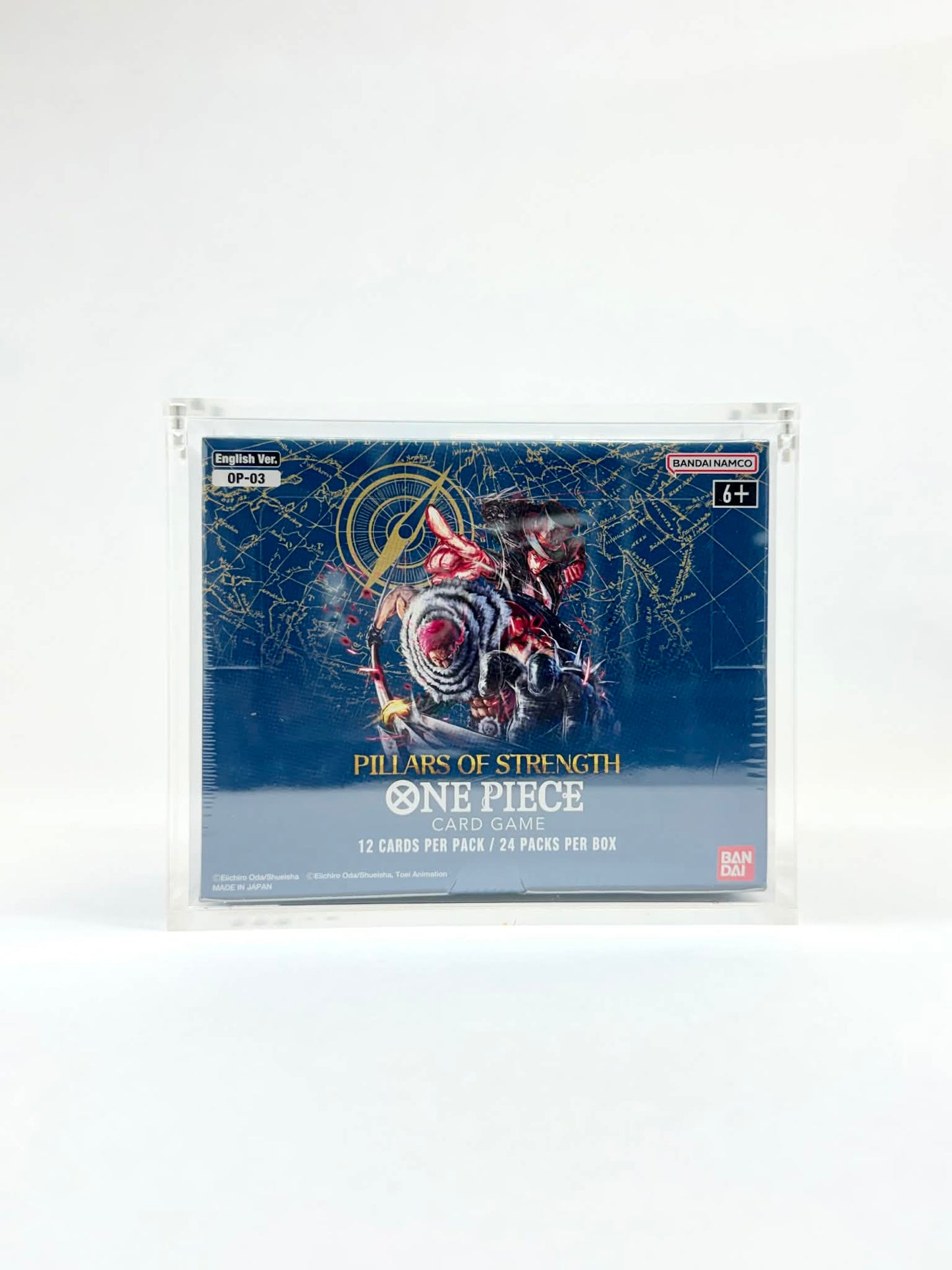 One Piece OP03 Booster Box Acrylic Display Case UV Protection Magnetic Lid
