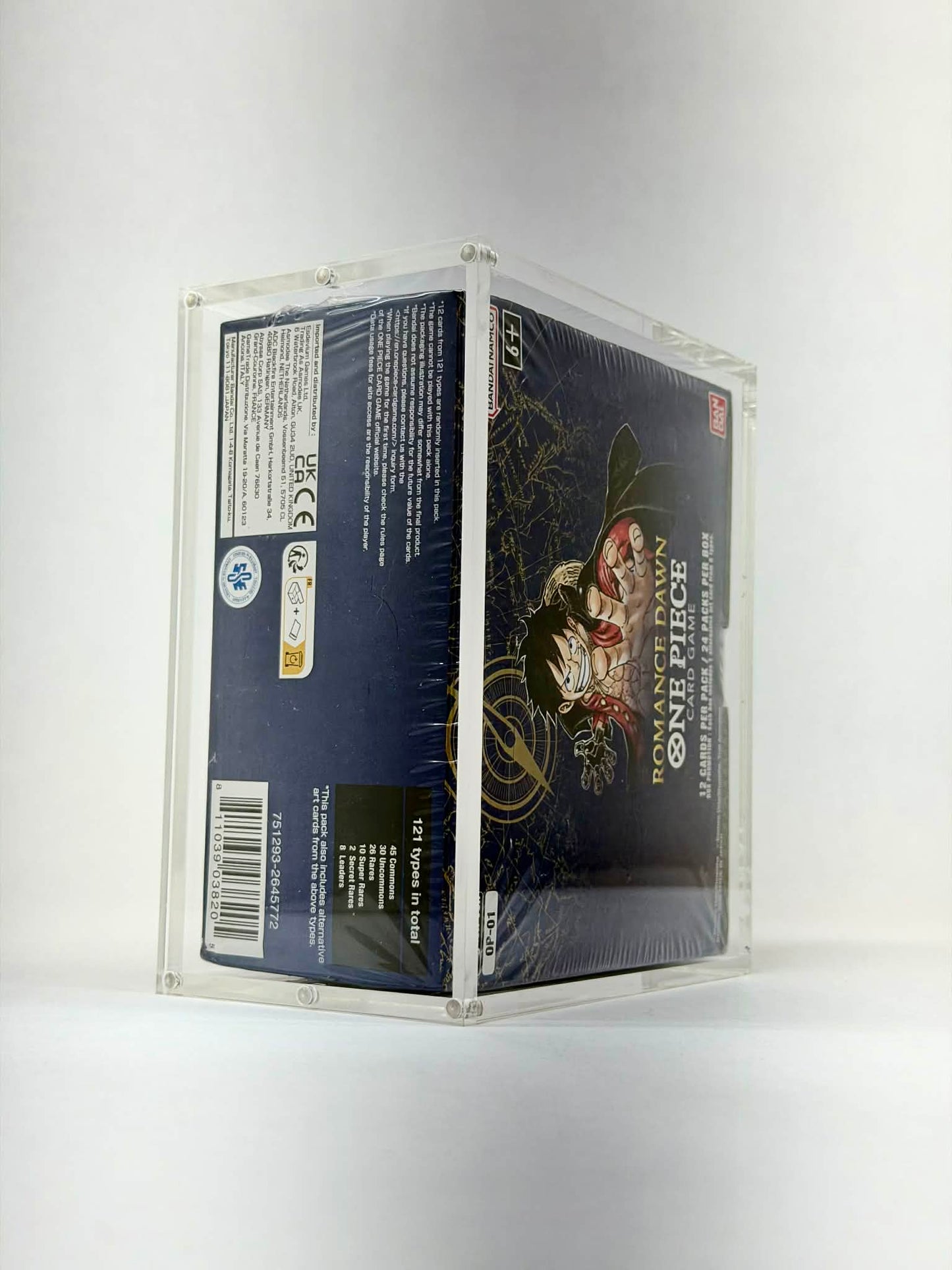 One Piece OP01 White Bottom Booster Box Acrylic Display Case UV Protection Magnetic Lid