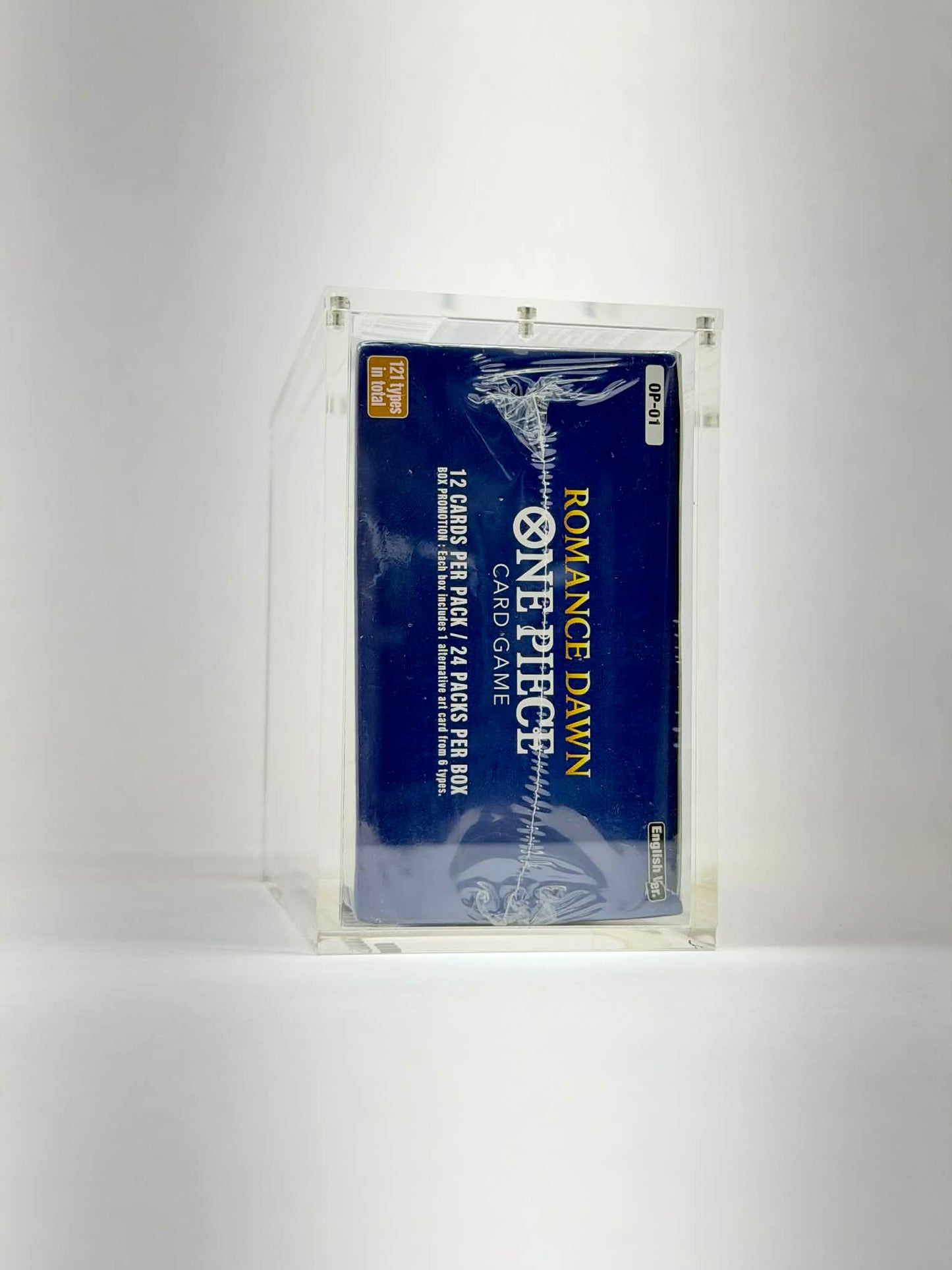 One Piece OP01 White Bottom Booster Box Acrylic Display Case UV Protection Magnetic Lid