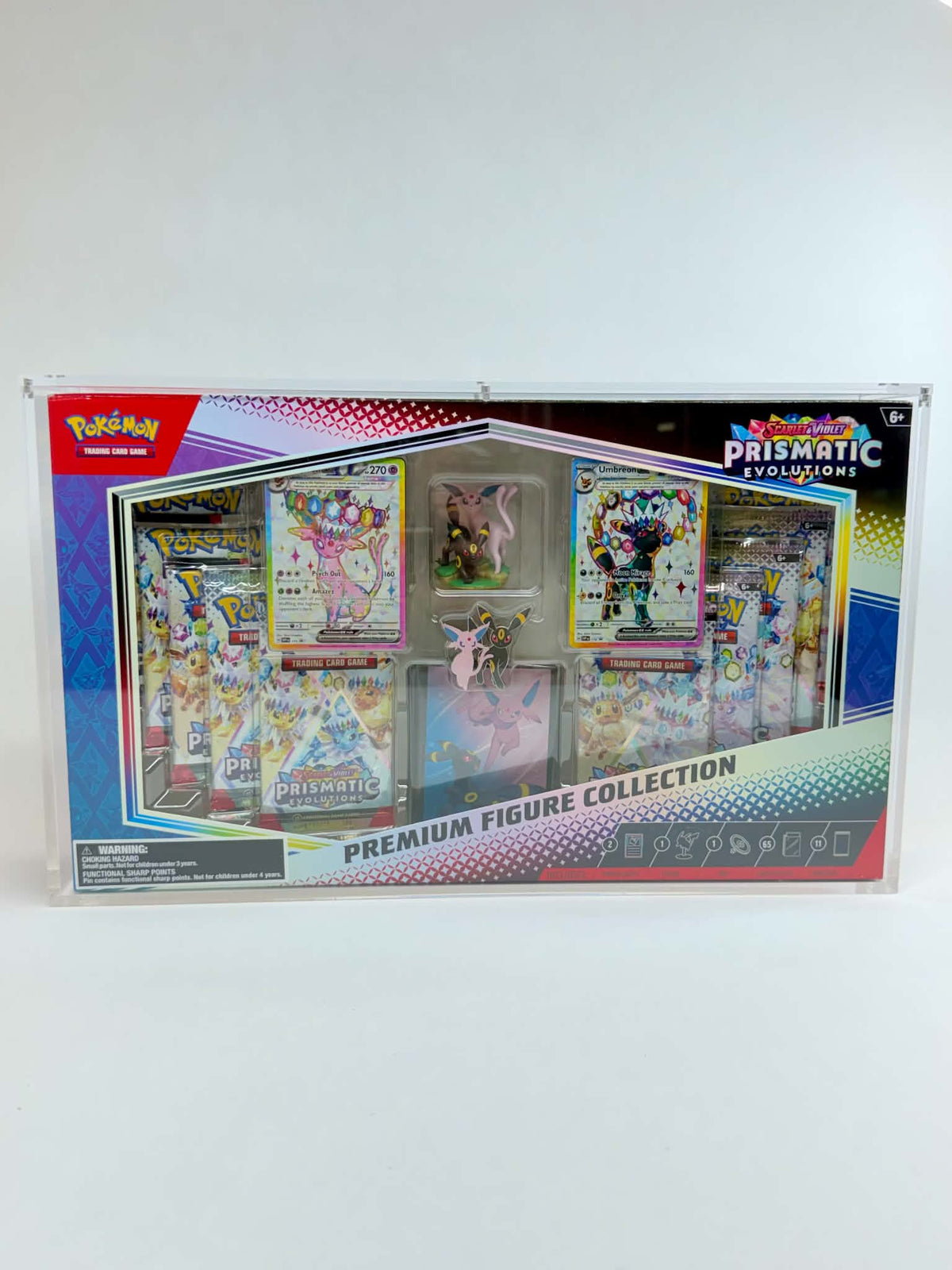 Acrylic Display Case FOR Pokémon Prismatic Evolutions Premium Figure Collection | Espeon Umbreon | 6-Magnet Lid | Sealed Protector