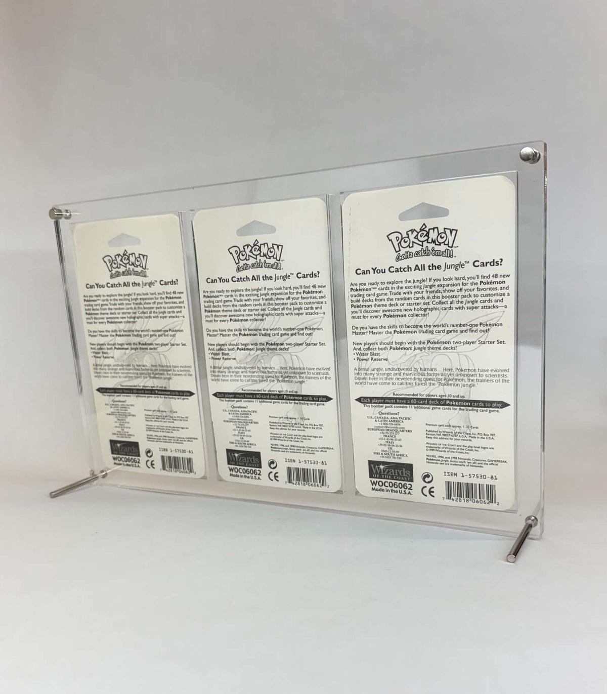 Pokémon WOTC Blister Art Set Acrylic Display Case | Fits 3x WOTC Era Blisters | Bolt-Secured | 1st Edition | 99% UV