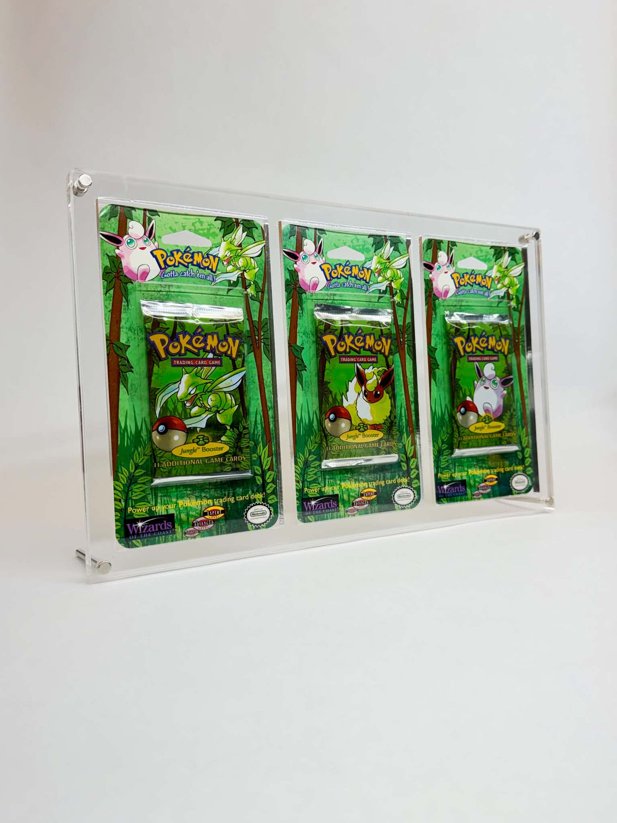 Pokémon WOTC Blister Art Set Acrylic Display Case | Fits 3x WOTC Era Blisters | Bolt-Secured | 1st Edition | 99% UV