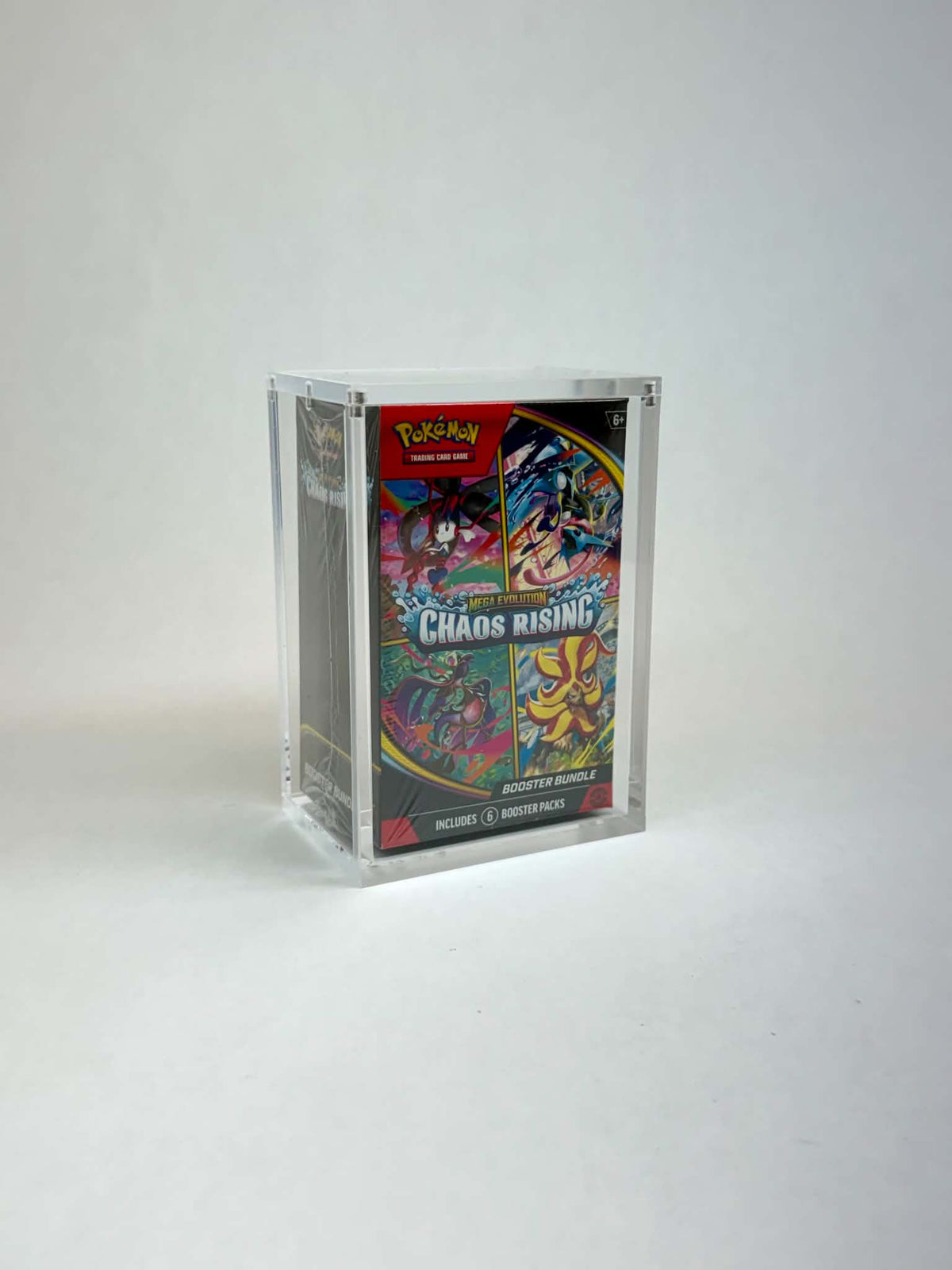 Acrylic Display Case FOR Pokémon Mega Evolution Booster Bundle | Tall Size | Ascended Heroes Perfect Order Chaos Rising | 6-Magnet Lid