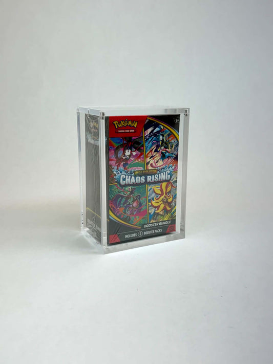 Acrylic Display Case FOR Pokémon Mega Evolution Booster Bundle | Tall Size | Ascended Heroes Perfect Order Chaos Rising | 6-Magnet Lid