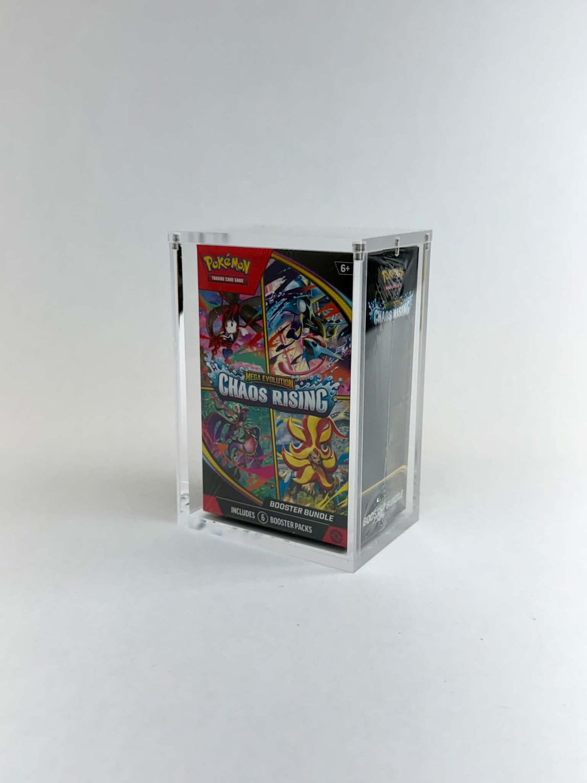 Acrylic Display Case FOR Pokémon Mega Evolution Booster Bundle | Tall Size | Ascended Heroes Perfect Order Chaos Rising | 6-Magnet Lid