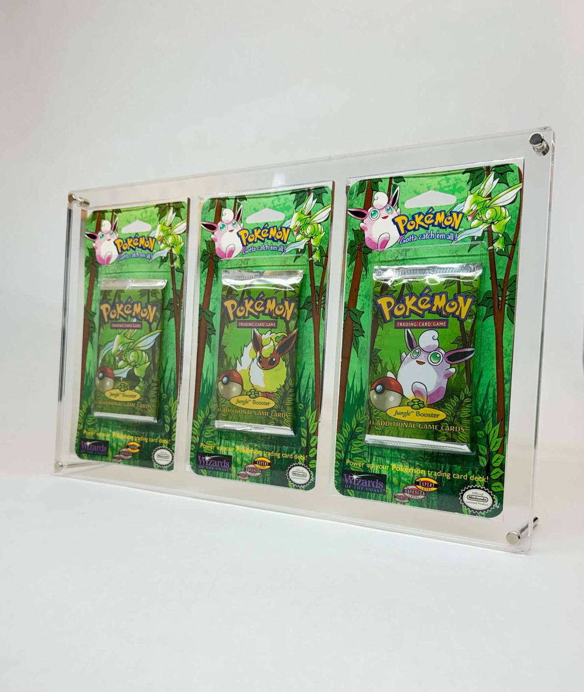 Pokémon WOTC Blister Art Set Acrylic Display Case | Fits 3x WOTC Era Blisters | Bolt-Secured | 1st Edition | 99% UV