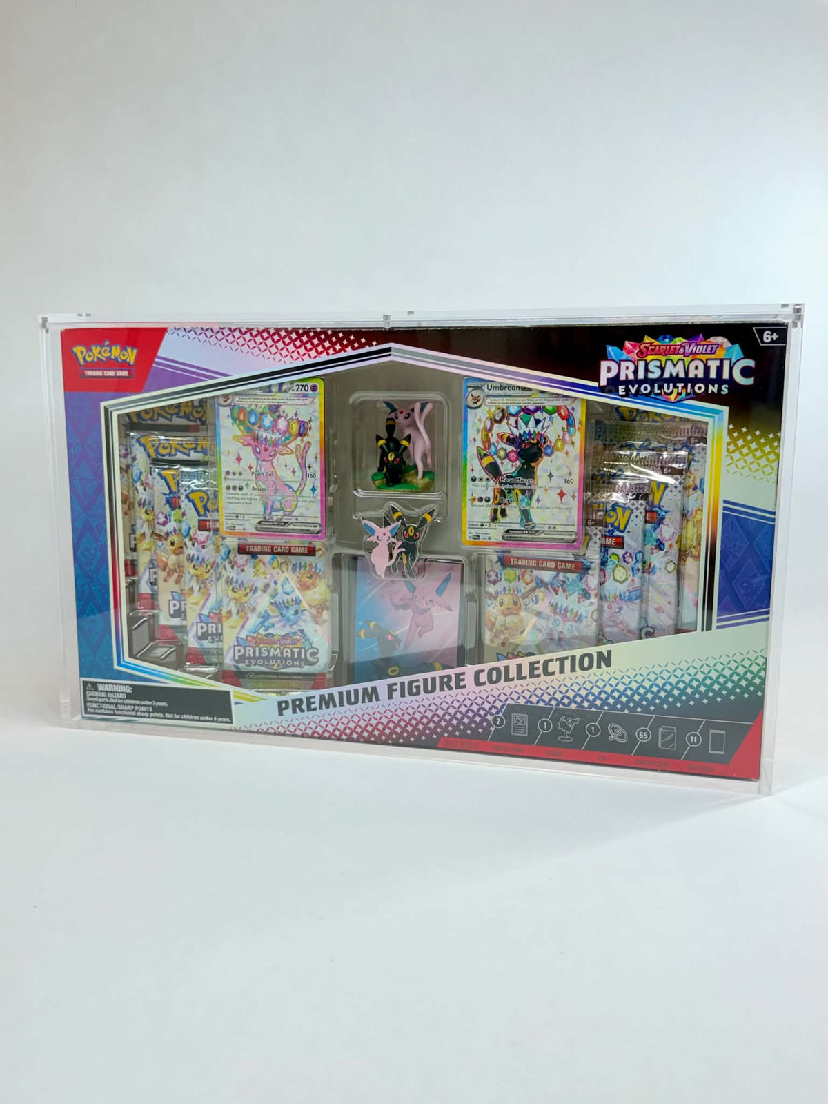 Acrylic Display Case FOR Pokémon Prismatic Evolutions Premium Figure Collection | Espeon Umbreon | 6-Magnet Lid | Sealed Protector