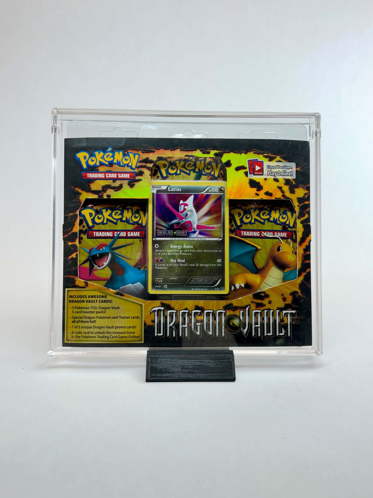 Acrylic Display Case FOR Pokémon Sleeved 3-Pack Blister | Black & White XY Era | Dragons Exalted | U-Shape Lid | Stand Included