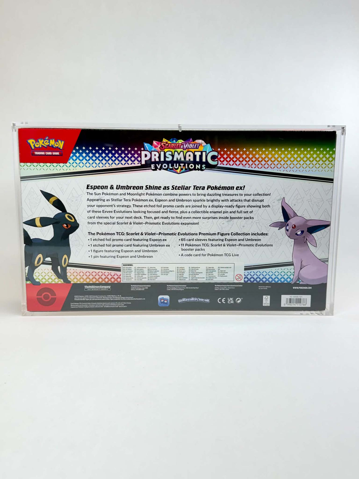 Acrylic Display Case FOR Pokémon Prismatic Evolutions Premium Figure Collection | Espeon Umbreon | 6-Magnet Lid | Sealed Protector